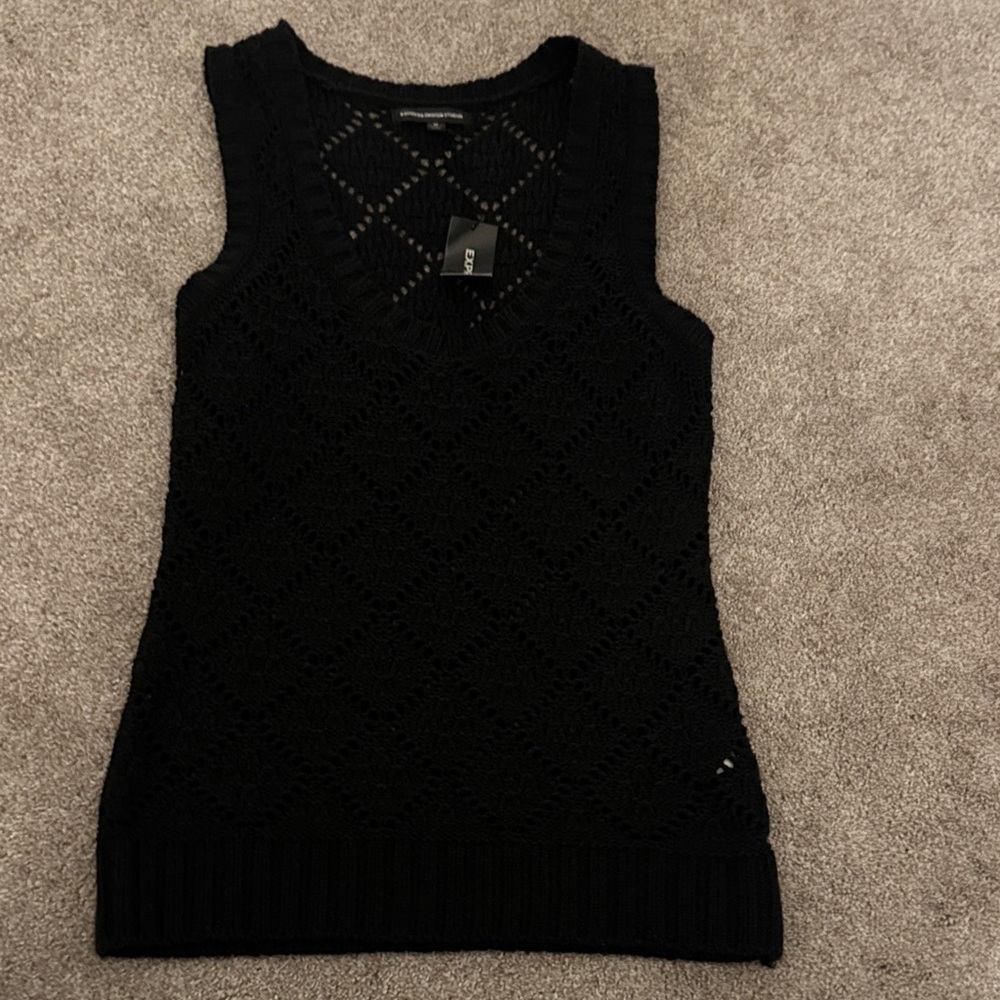 Express Black Crochet Tank Top